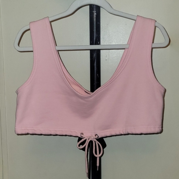 Dolls kill Club Exx baby pink cropped drawstring sweater tank top 2X NWOT - Picture 1 of 17